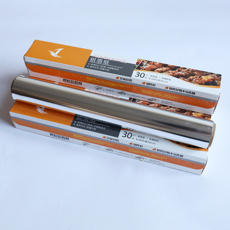 Wholesale tin foil, baking and barbecue, disposable household aluminum foil, baking paper, grilled fish and meat, commercial large rolls Specification image