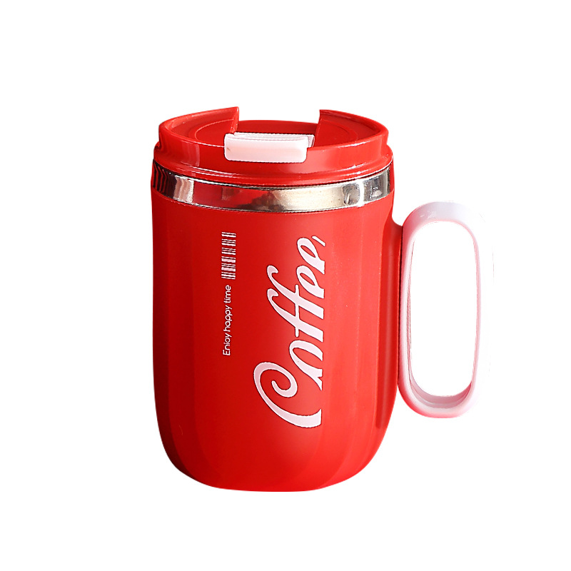 ins Wind high appearance level girl pure print color mug 304 stainless steel teacup with lid insulated coffee cup water cup Item Picture