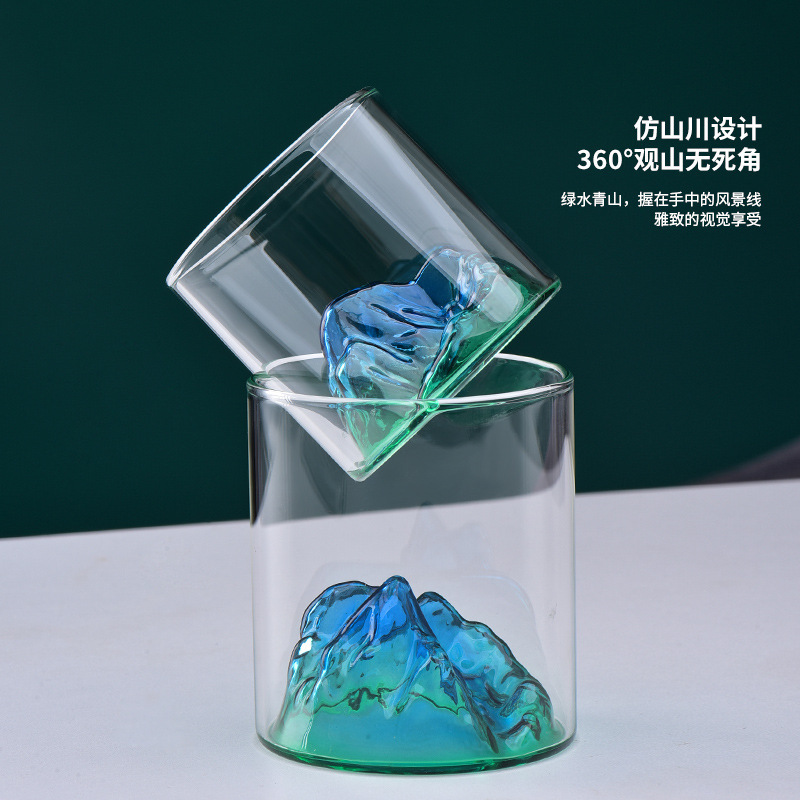 Kokushio Wind View Mountain Glass Retro Japanese Water Cup Coffee Japanese Tea Cup Whiskey Glass Household Heat Resistant Specification drawing
