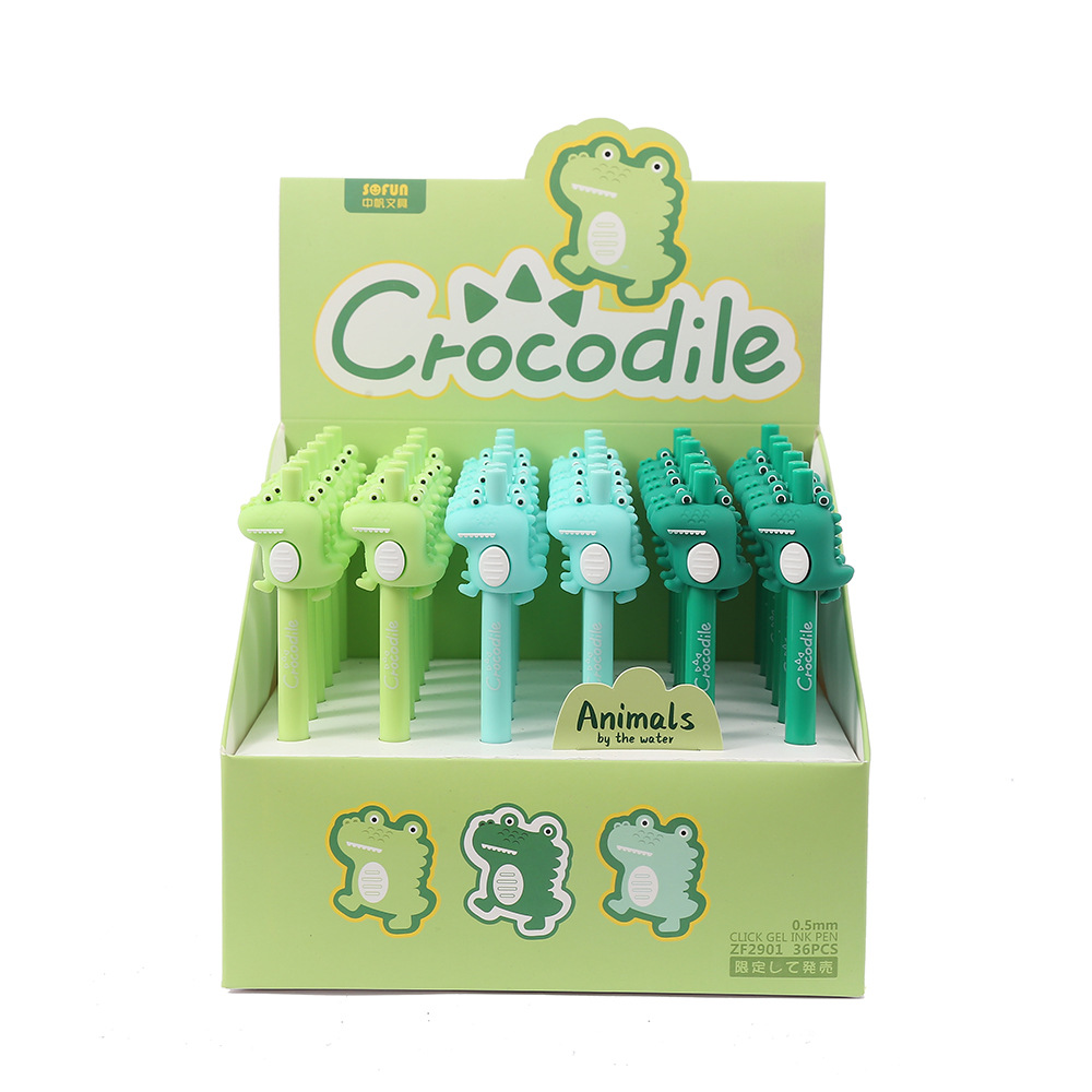 Zhongfan Cartoon Crocodile series gel pens are creative and cute. Press the gel pen is an automatic pencil for primary school students to write Item Picture