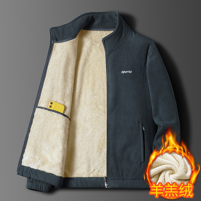 Fleece Jacket Lamb Fleece And Fleece Thickened Men's Coat Manufacturers Directly Supply Cross-Border Large-Size Hoodie In Autumn And Winter