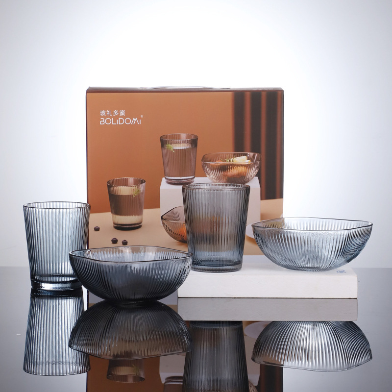 Boli Duomi Household Glass Tableware Gift Box Set Event Advertisement Business Gift Cup and Bowl Gift Box Set details Picture