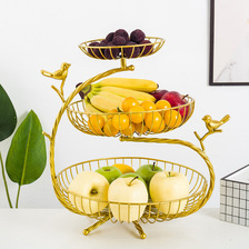 北欧简约ins风水果盘现代客厅家用多层水果篮铁艺糖果盘子收纳篮