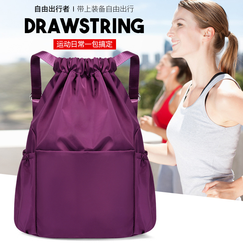 Cross-Border Drawstring Backpack Bundle Mouth New Nylon Waterproof Thickened Sports Bag Large Capacity Outdoor Travel Backpack Specification drawing