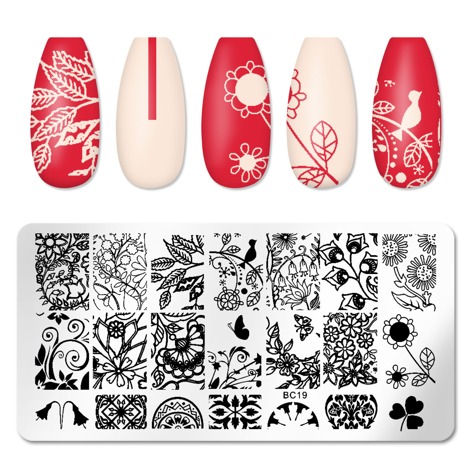 Cross border nail transfer printing template Printing nail polish plate template Rectangular painted seal tool Application Scenario