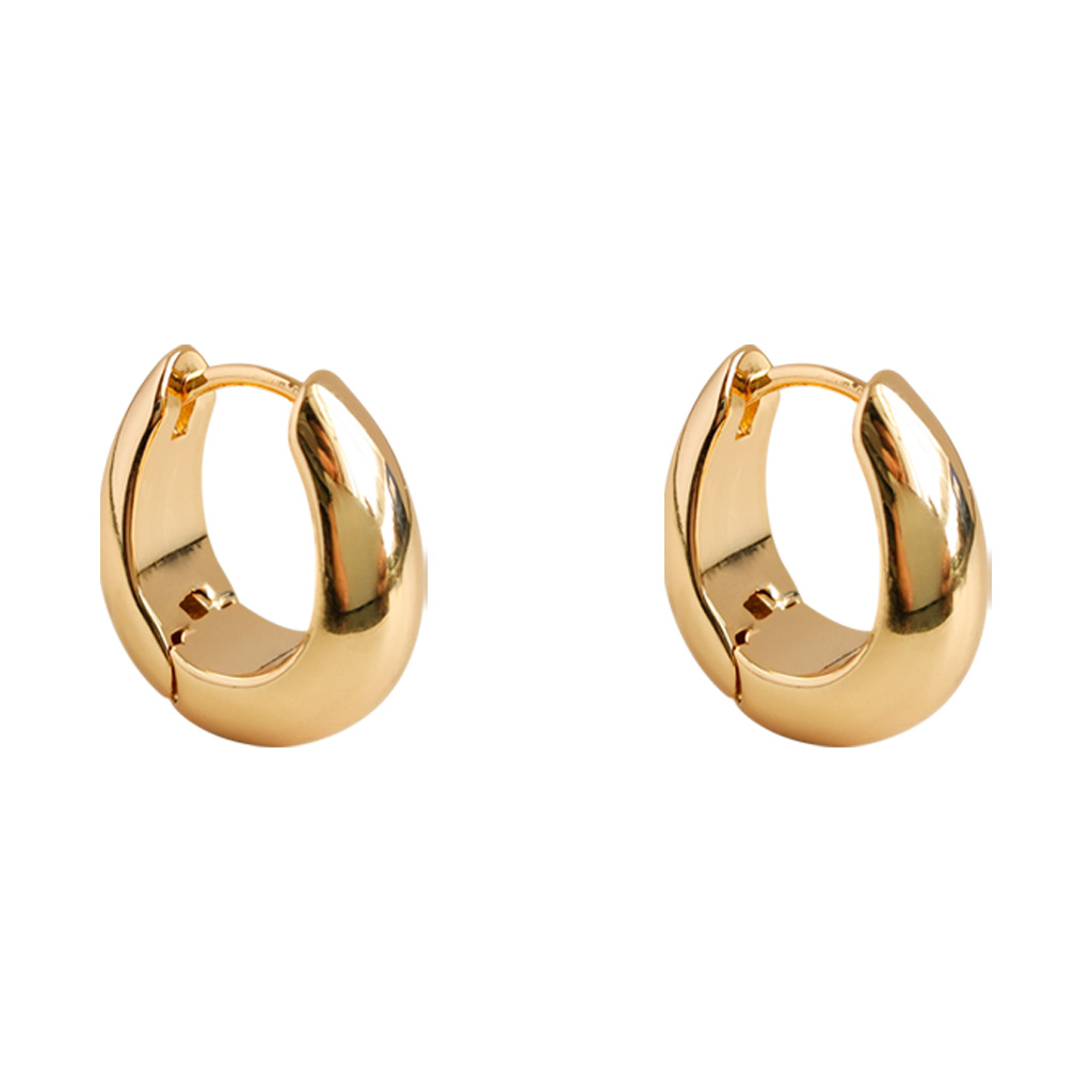【 Upgraded Version 】 18K real gold plated, thickened, high-end, French light luxury style ear buckles, gold-plated texture earrings for women Item Picture