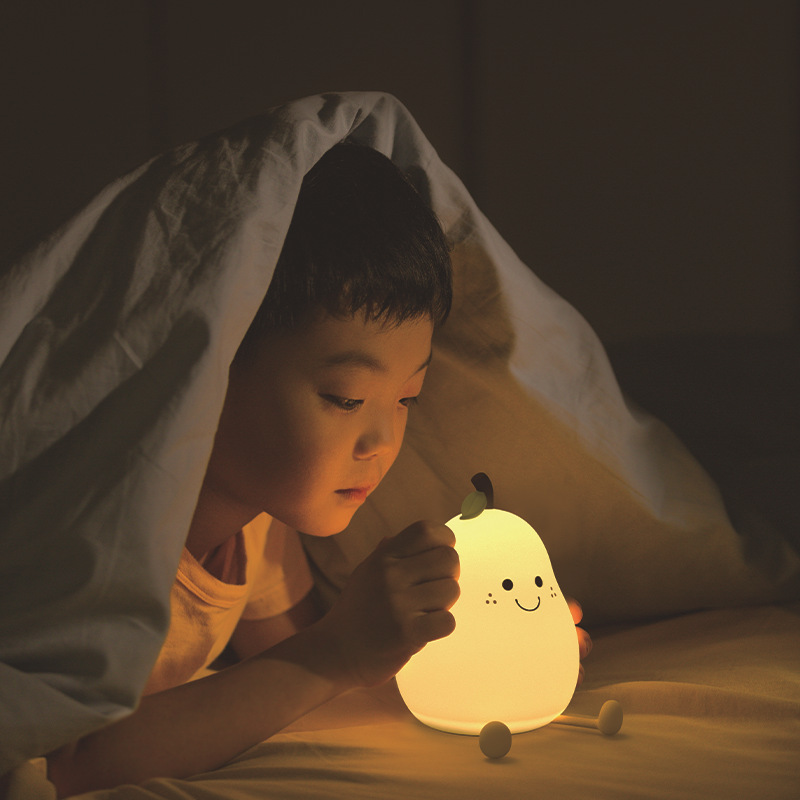 No Pear With Sleeping Lamp Cute Charging Pear Silicone Pat Night Light Soft Light Eye Protection 7 Color Light Timing Night Light Application Scenario
