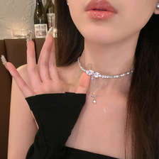 安妮梦境~蝴蝶结珍珠项链轻奢小众设计感2023年新款高级感颈链女