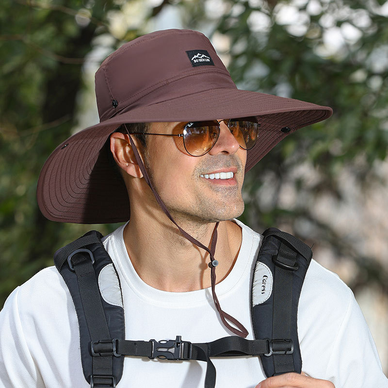 Enlarged brim sun protection hat, men's outdoor face and neck protection hat, fishing hat, mountain logo sun hat, UV protection hat Application Scenario