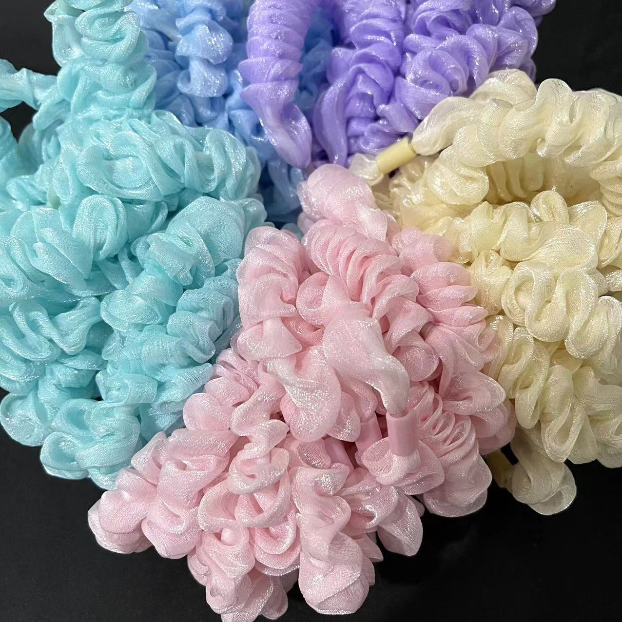 No. 172 Laser Color Middle Hair Band 100/ Bundle Laser color High Elasticity fashionable middle hair band Feminine Charm Bun Hair rope Headwear Durable rubber band women's hair tie Item Picture