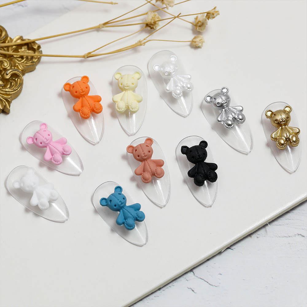 Cute Japanese three-dimensional bear matte matte matte texture nail decoration