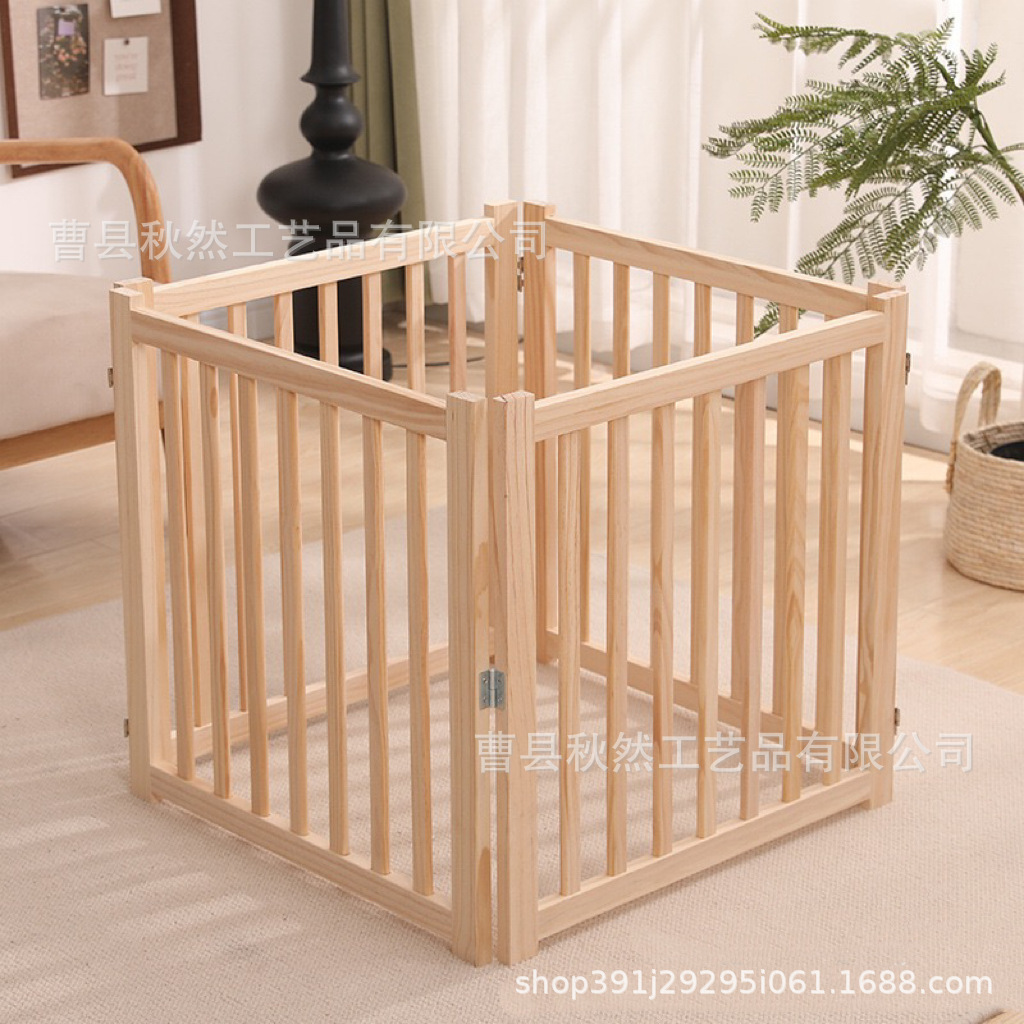 Wooden foldable pet door railings, indoor wooden pet enclosures, solid wood dog enclosures, foldable door railings Application Scenario