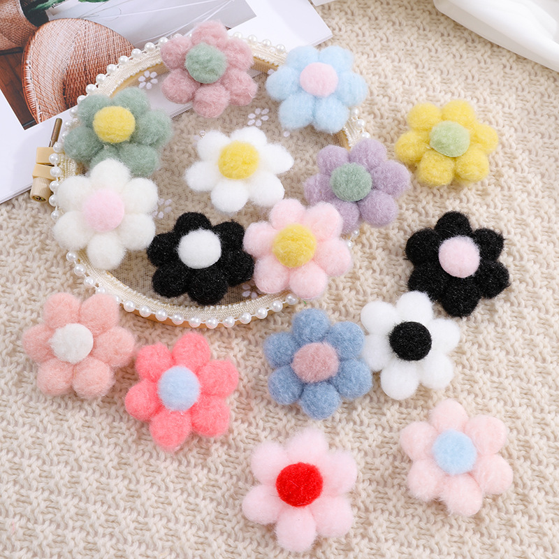 5.5Cm Macaron Color Plush Floret Imitation Cashmere Flowers Clothes Slippers Accessories Headwear Gloves Selling Accessories Specification drawing
