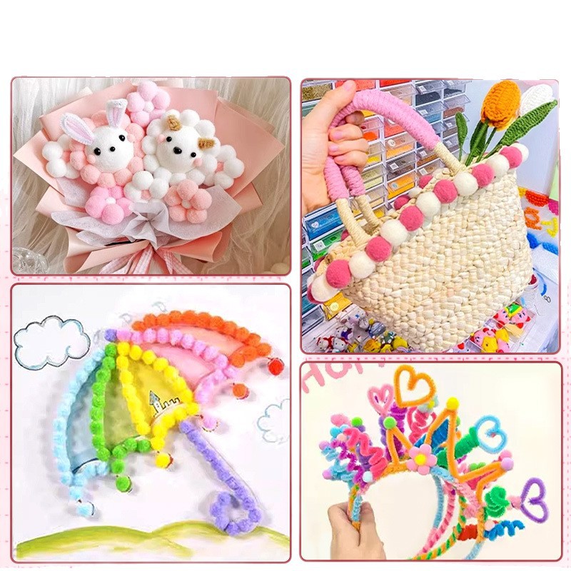 儿童毛球粘贴画手工DIY制作创意礼物粘贴画幼儿园3-6岁益智玩具白底实物图