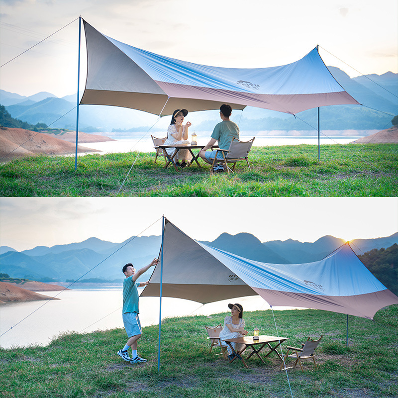 Feitu outdoor canopy tent with a large space, waterproof, UV-resistant and sun-resistant octagonal black rubber canopy tent for camping