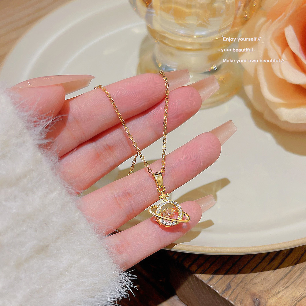 Light Luxury Necklace Does Not Fade Female Ins Trend Network Red Simple Planet Pendant Clavicle Chain New Temperament Minority Choker Specification drawing