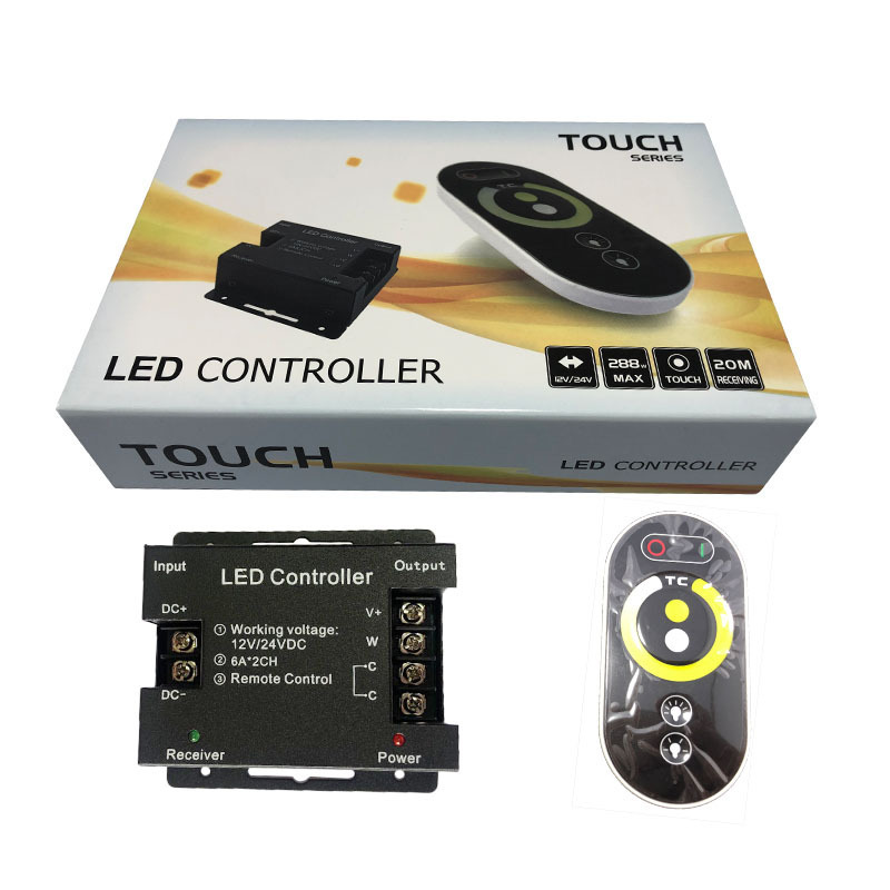 DC12V/24V wireless full touch dual-color controller, color box RF touch led light strip controller, three-wire switch