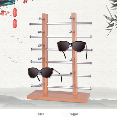 Two rows of desktop eyewear display stands, sunglasses storage, sunglasses display stands, eyewear display racks