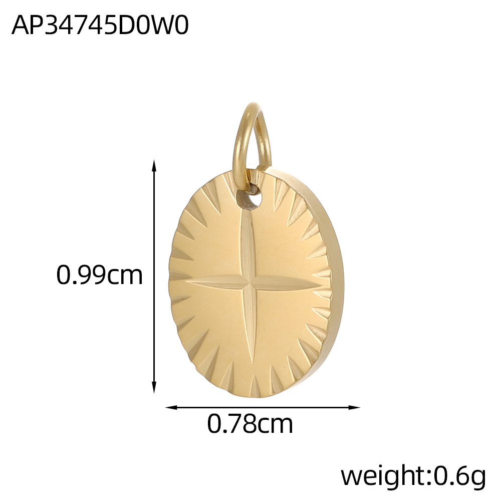 Cross-border best-selling stainless steel pendant texture pattern round plate heart four-leaf clover diy bracelet necklace accessory pic 36