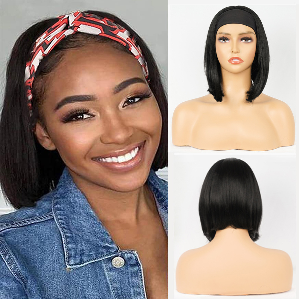 10Inch Short Straight Bob Headband Synthetic Wig 绷带发套