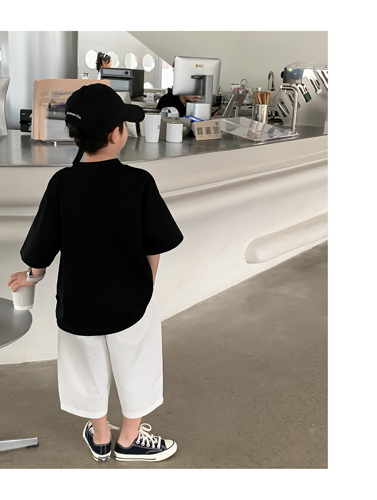 Cool, stylish and trendy round-neck short-sleeved T-shirt for boys, a hip-hop boy summer pure cotton top with three-dimensional printing pic 44