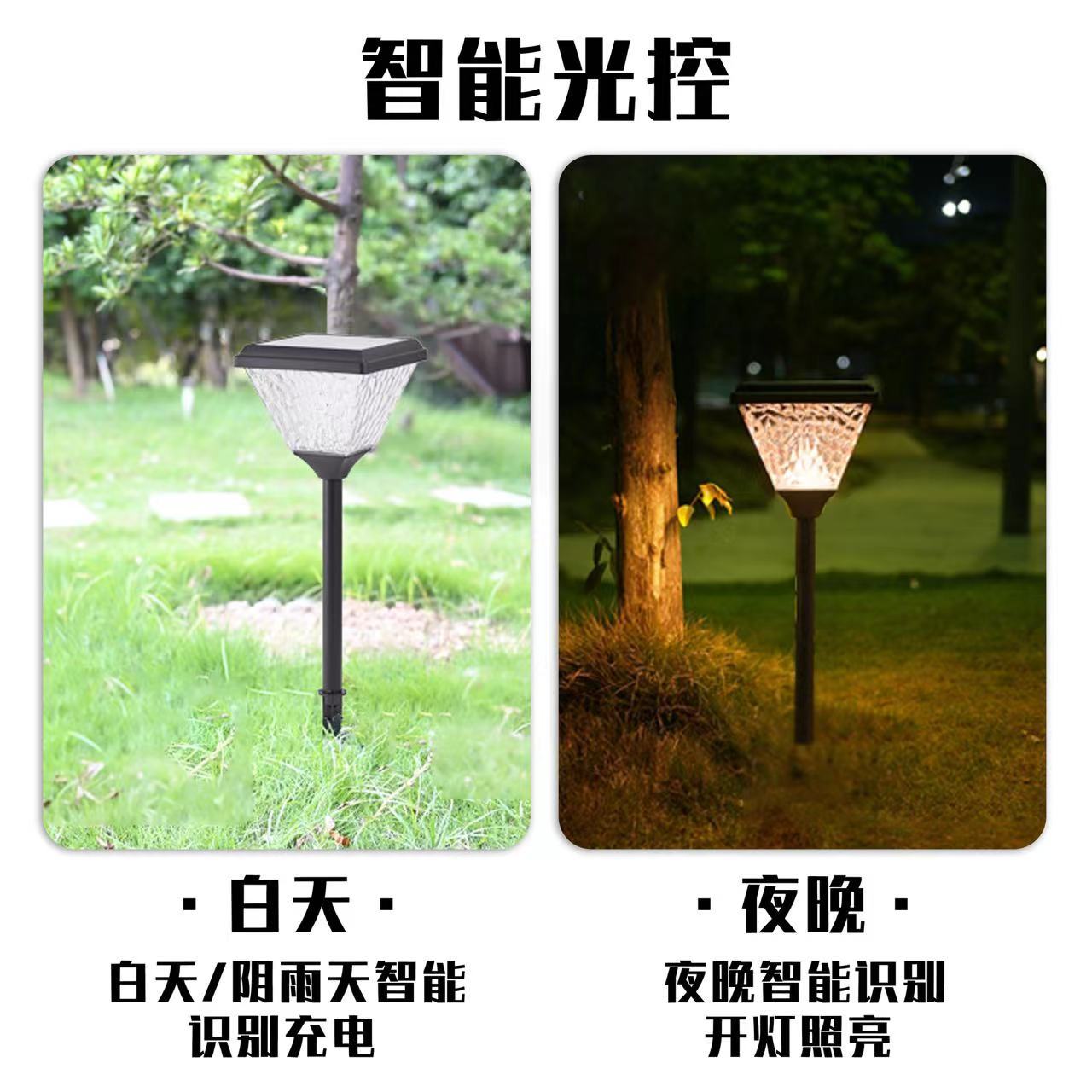 Solar Lawn Light Modern Simple Aluminum Courtyard Garden Waterproof Led Plug-In Light Green Landscape Light Cross-Border Application Scenario