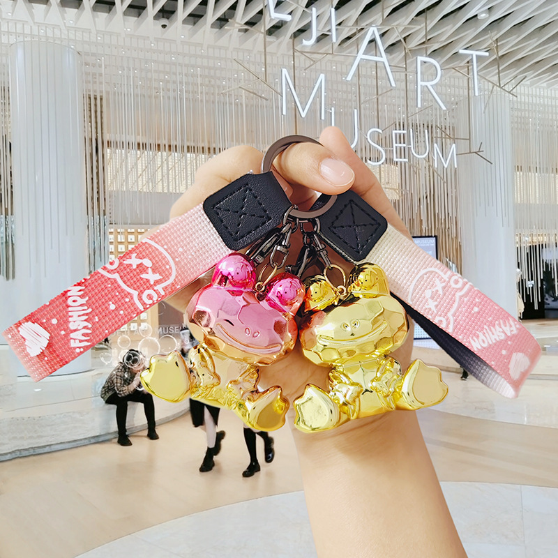 Cute and colorful acrylic electroplated gradient frog figurine keychain, creative cartoon bag, car key chain pendant, electroplated figurine keychain, bag pendant, hanging decoration details Picture