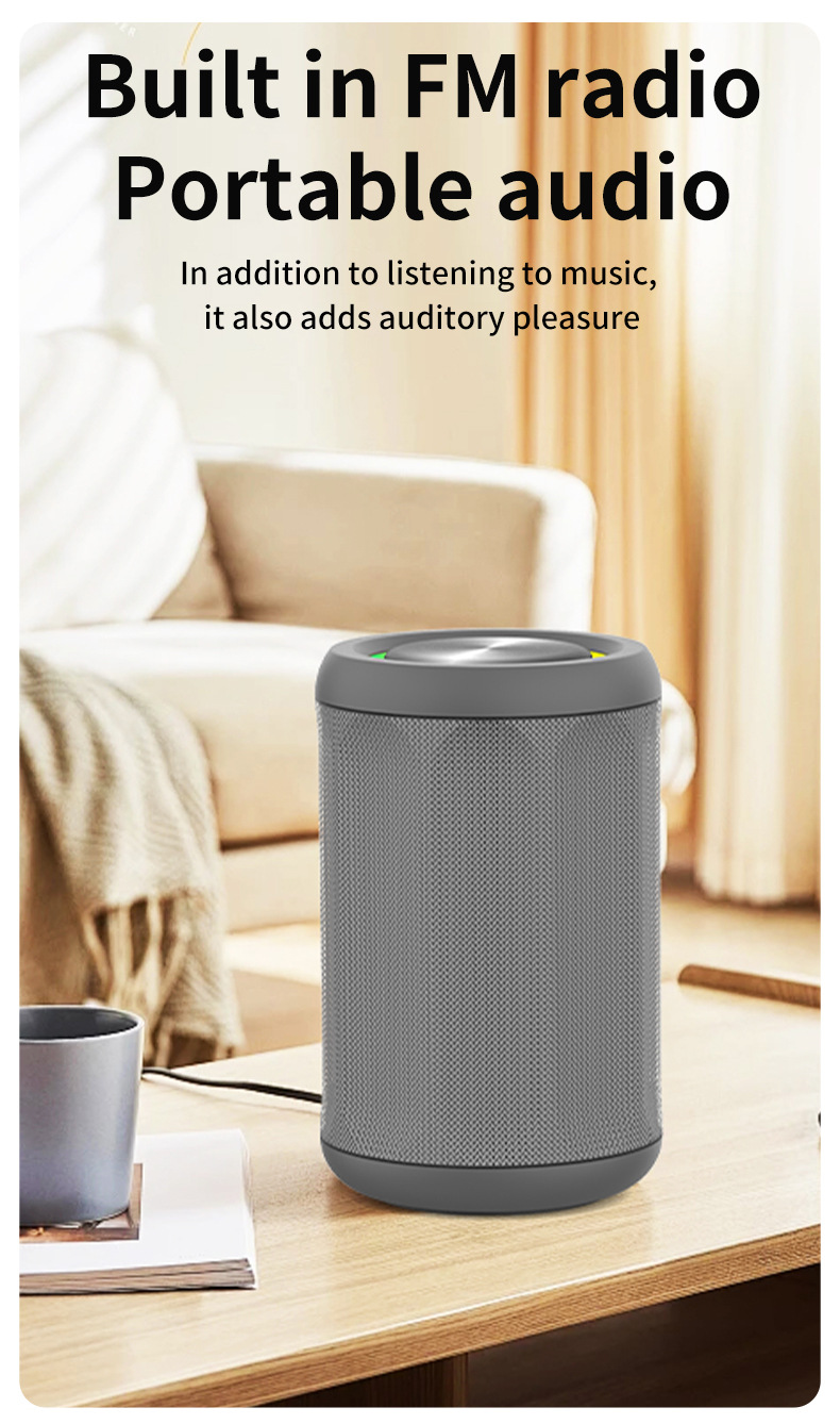 2025跨境新款迷你布艺蓝牙音箱无线TWS互联立体声便携式炫彩音响详情8