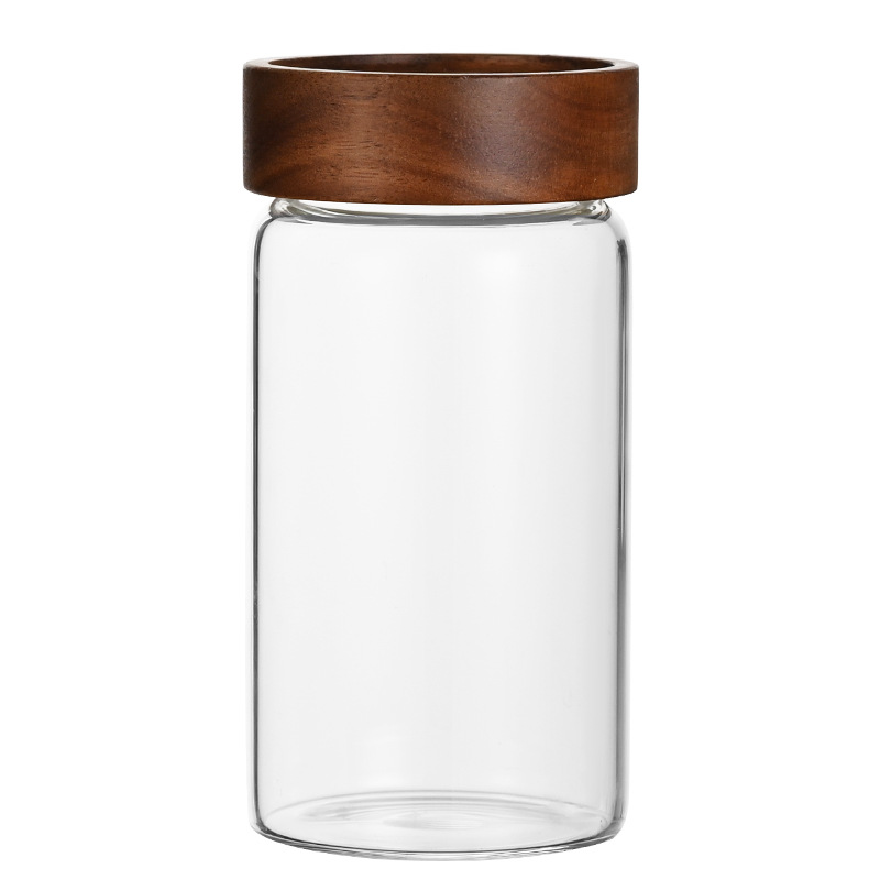 High Borosilicate Transparent Tape Cover Tea Tank Glass Storage Tank Tea Glass Tank Bamboo Storage Tank Daily Storage Item Picture