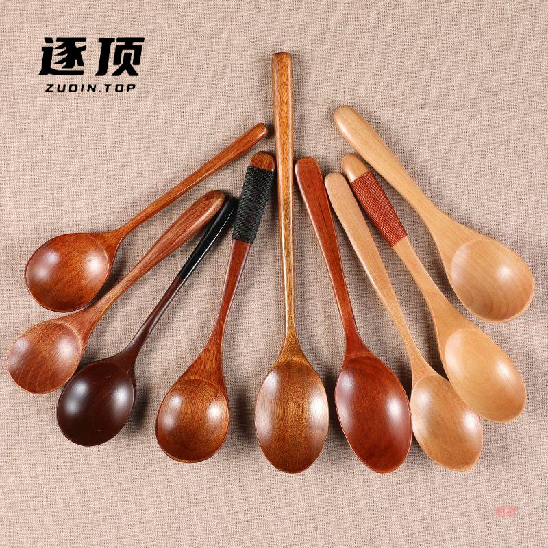 实木家用成小木勺长柄韩式蜂蜜勺木质调羹便携餐具儿童吃饭勺详情图1