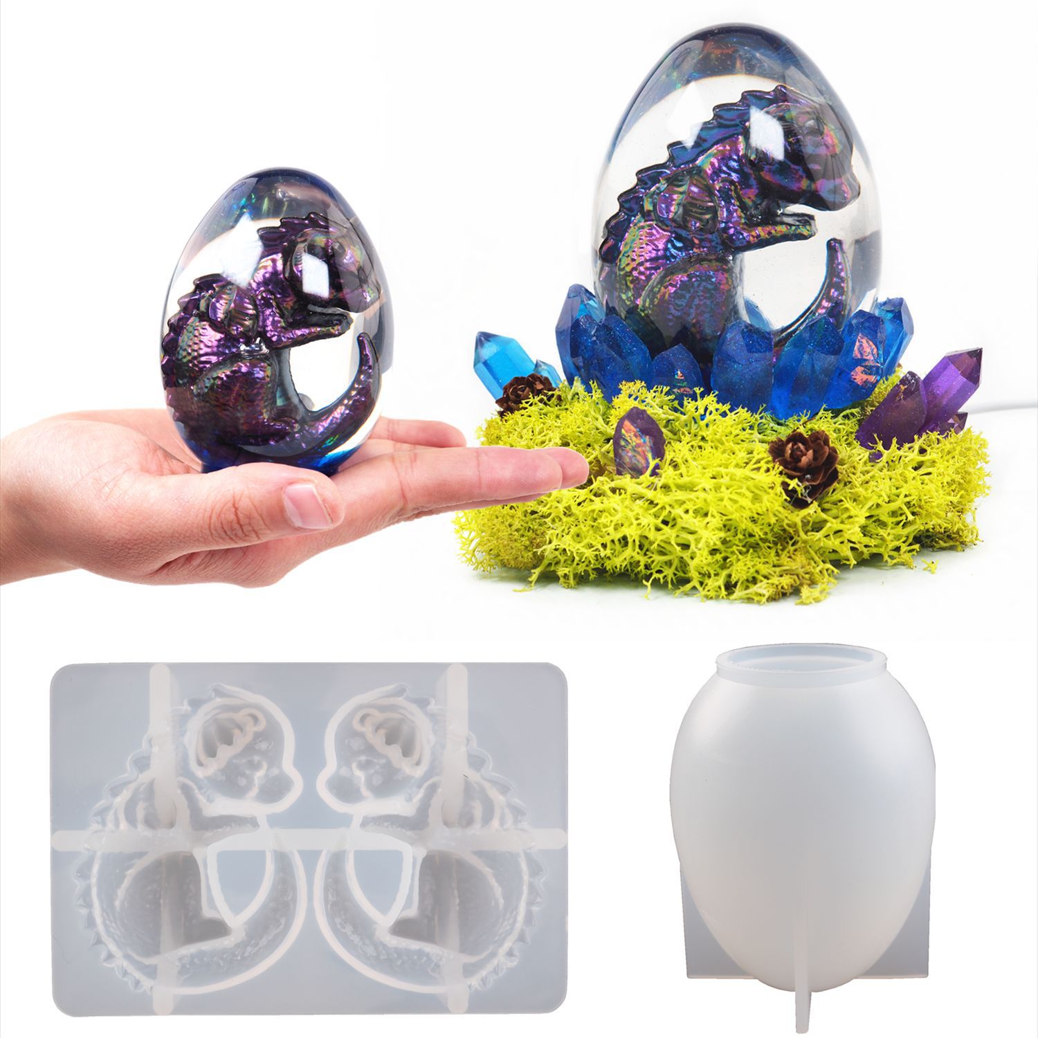 diy crystal drop glue egg dragon egg one star ball night light mirror silicone mold full figure