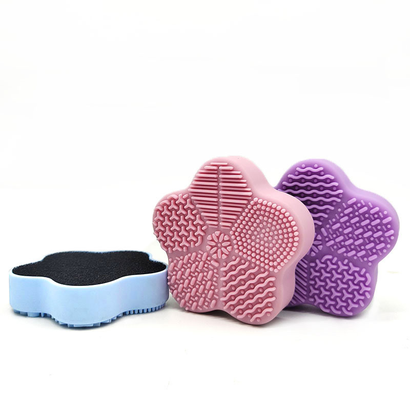 Silicone beauty brush cleaning box, dry cleaning sponge cleaner, makeup brush quick cleaning box, silicone star-shaped washing pad, exclusively for export Item Picture