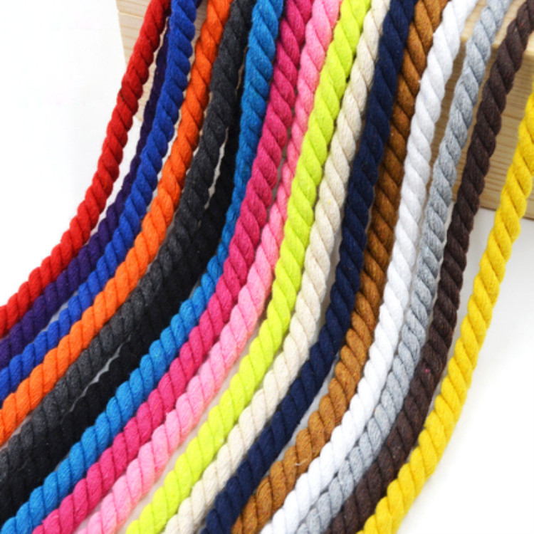 现货3mm-30mm编织三股绳DIY手提袋绳扭绳棉纱彩色三股棉绳批发