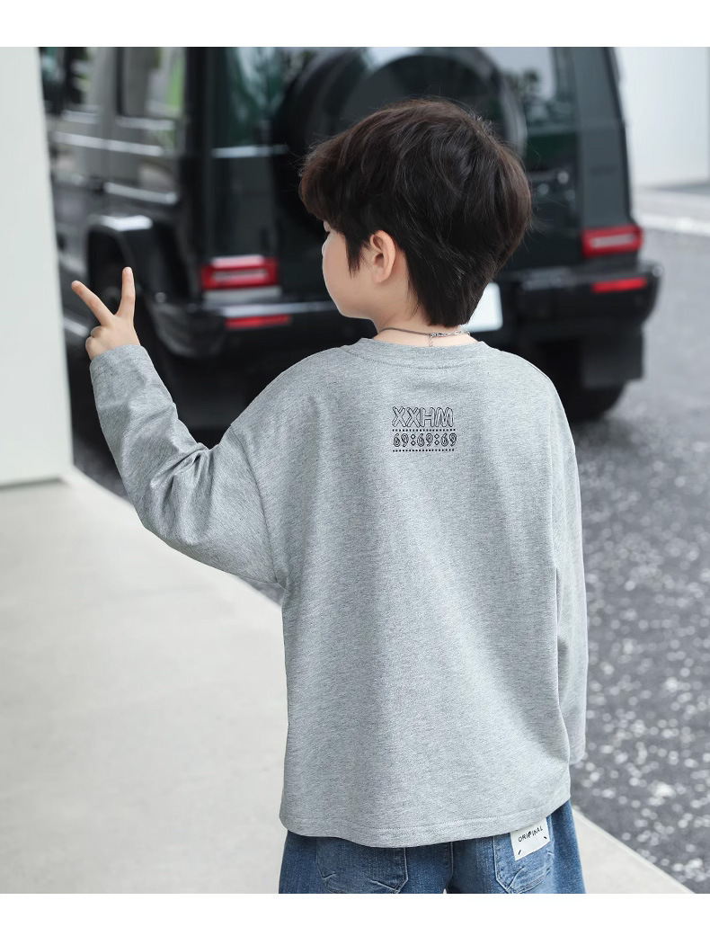 童装男童长袖t恤儿童2025新款纯棉内搭上衣宽松圆领打底衫衣服潮详情18