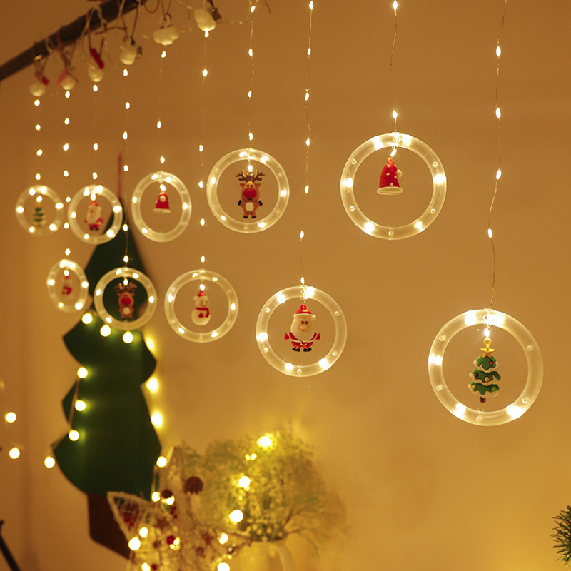 跨境新品圣诞节灯串圣诞老人卡通造型窗帘灯LED彩灯房间橱窗装饰详情图2
