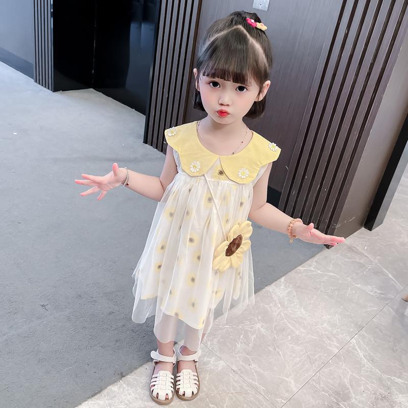 Free shipping for girls' sleeveless princess dress 2022 Summer new style Children's summer dress for girls, stylish children's one-piece dress details Picture