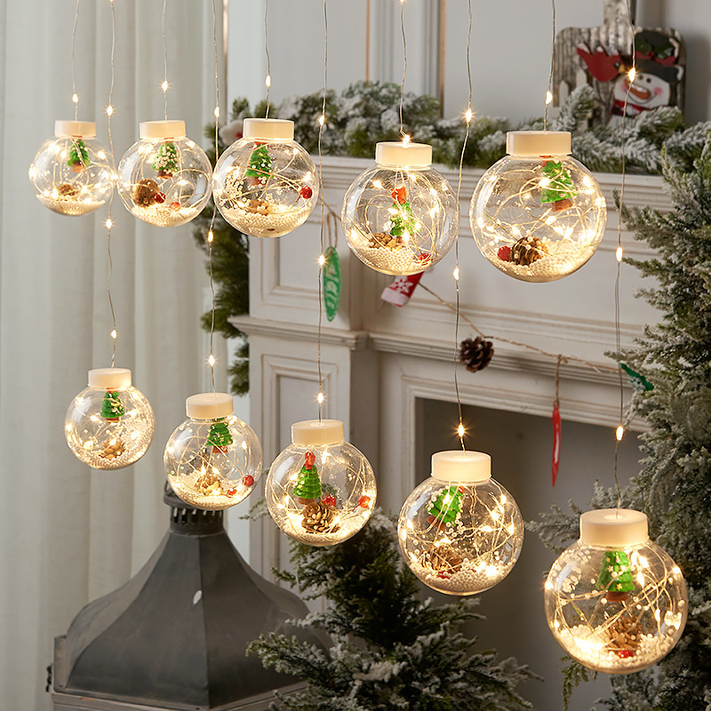 LED curtain lights, Santa Claus, snowman, wishing ball, Christmas festival, shop window decoration, Christmas tree decoration lights details Picture