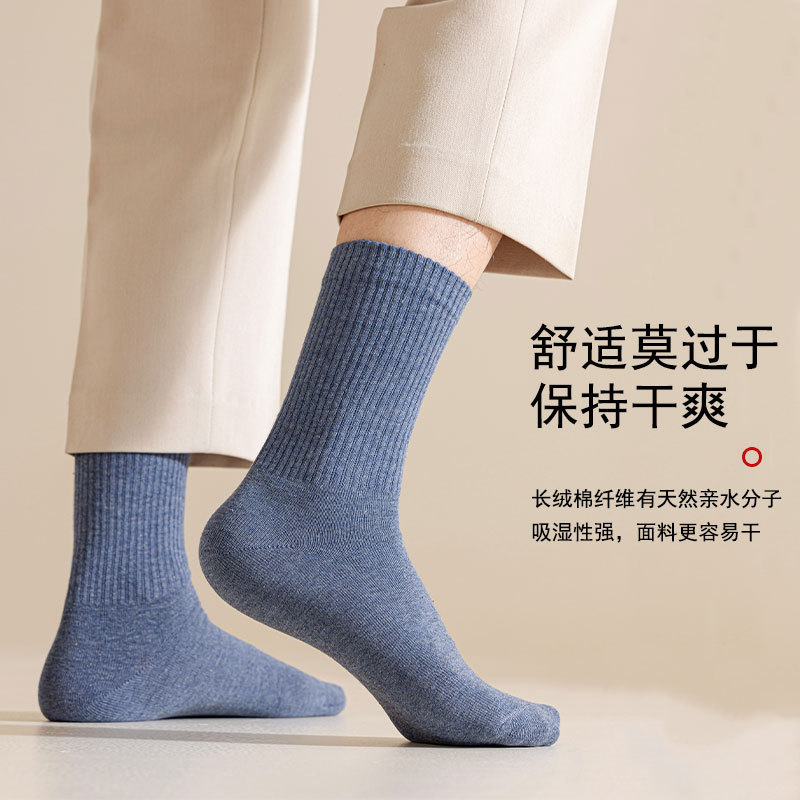 Sock stall, one-piece consignment service, men's spring and autumn mid-calf socks, men's thin breathable casual socks, long calf socks, versatile solid-colored cotton socks, one-piece consignment service Application Scenario
