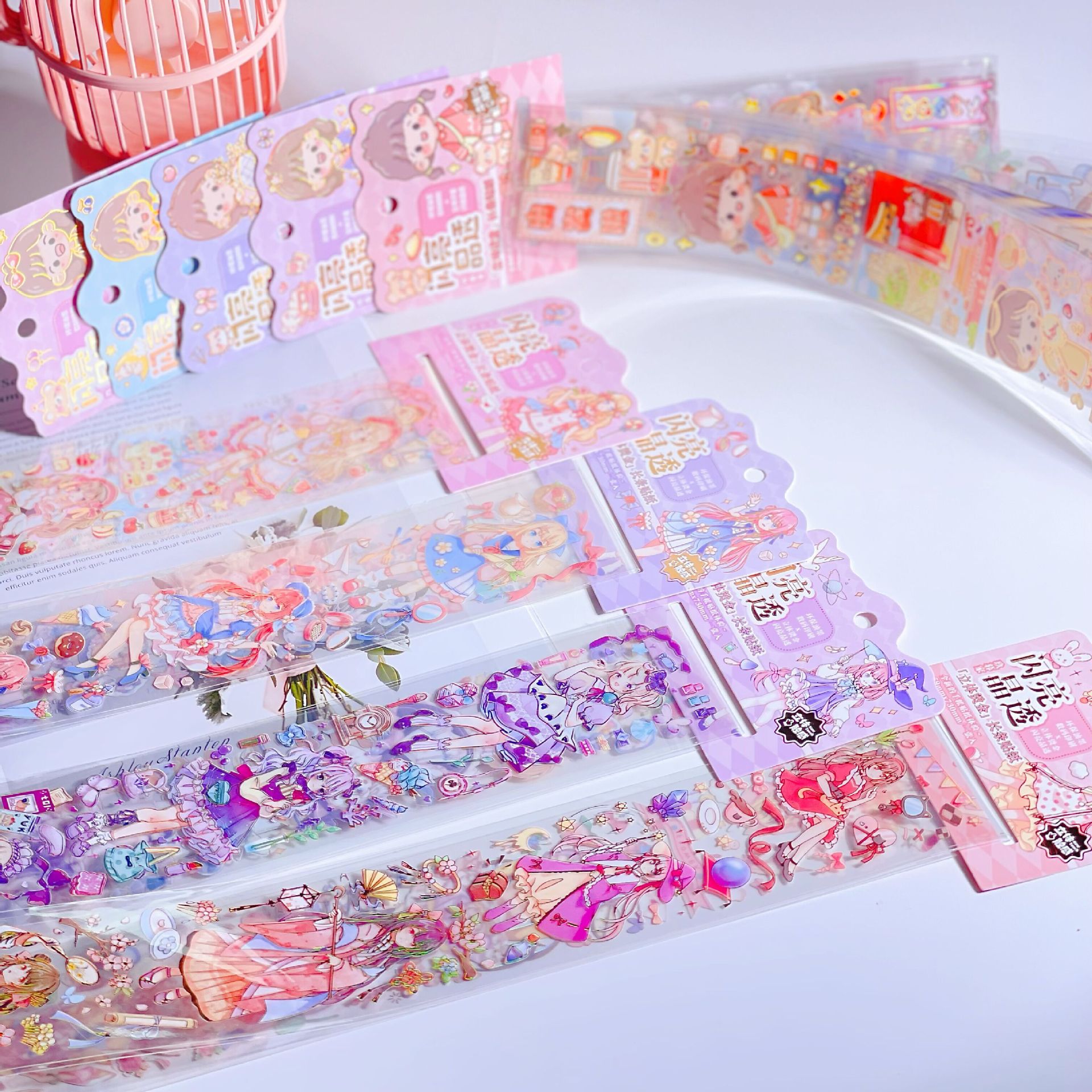 Twilight shining crystal clear three-dimensional gilded long strip stickers, soft and cute material stickers, planner stickers, cup stickers Application Scenario