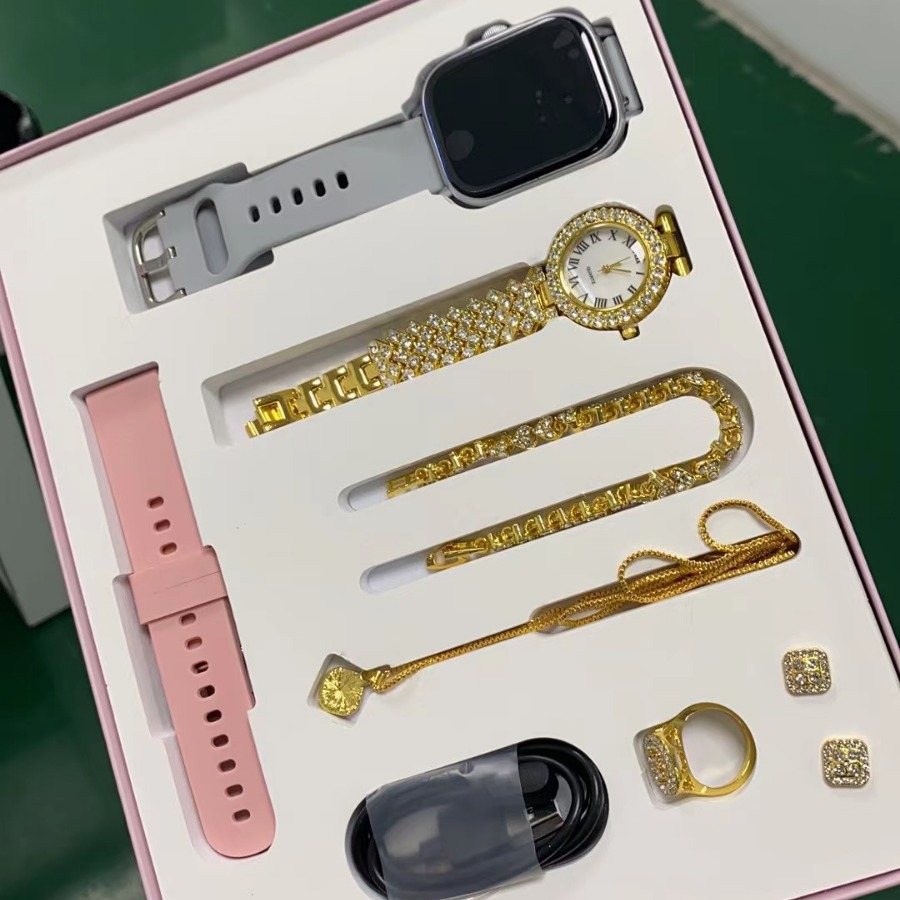 Tiktok cross border A58 plus smartwatch joyas para mujeres conjunto de diamantes 8 en 1 reloj deportivo bluetooth details Picture