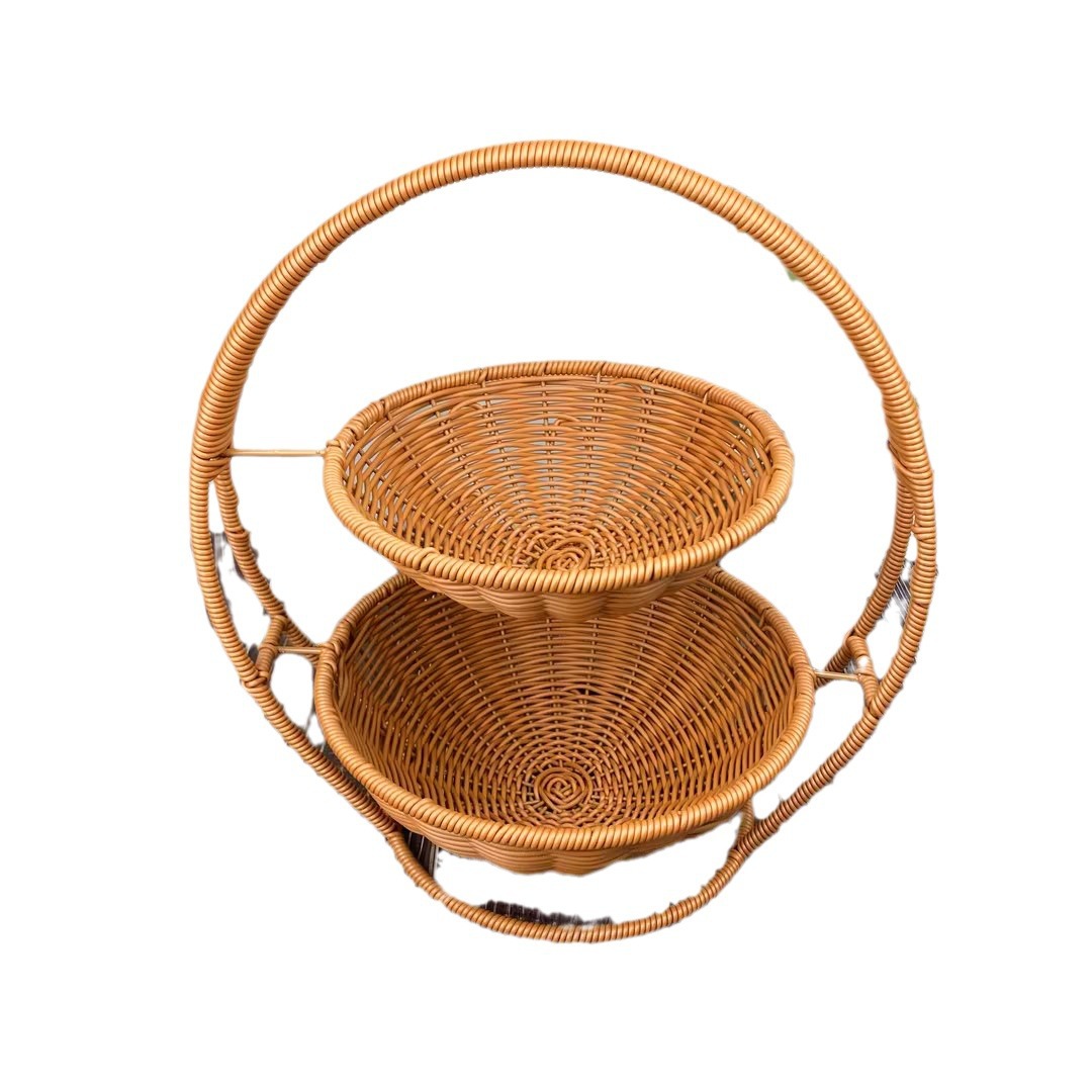 Rattan Woven Storage Basket Multi-Layer Snack Fruit Tray Stand Picnic Basket Home Restaurant Snack Cake Fruit Basket Item Picture