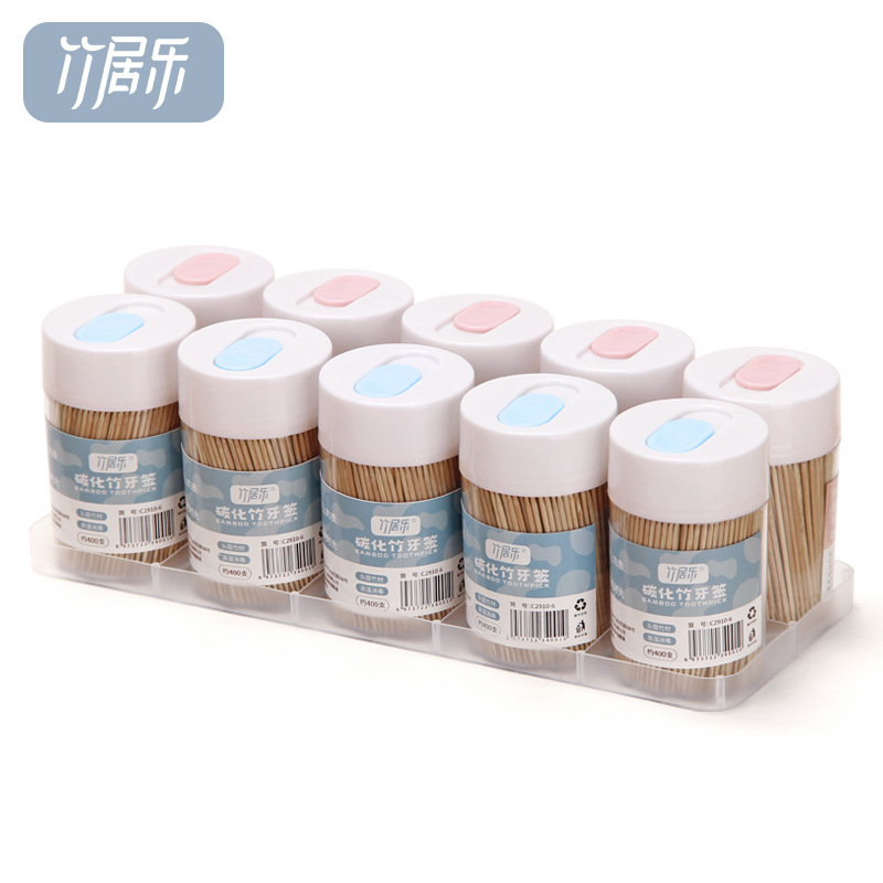 Creative toothpick box, carbonized bamboo toothpick bottle, portable home, hotel, restaurant, toothpick holder, one-yuan store, two-yuan store details Picture