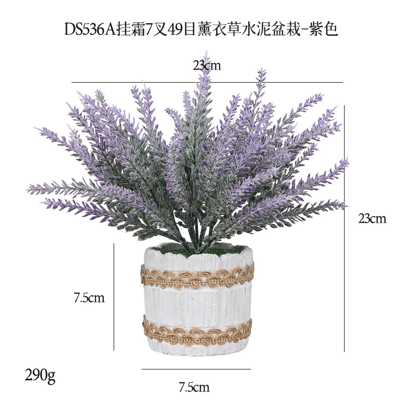 Cross-border best-selling 4-piece set of cylindrical cement potted plants for home decoration, artificial green plant desktop and artificial bonsai set Specification image