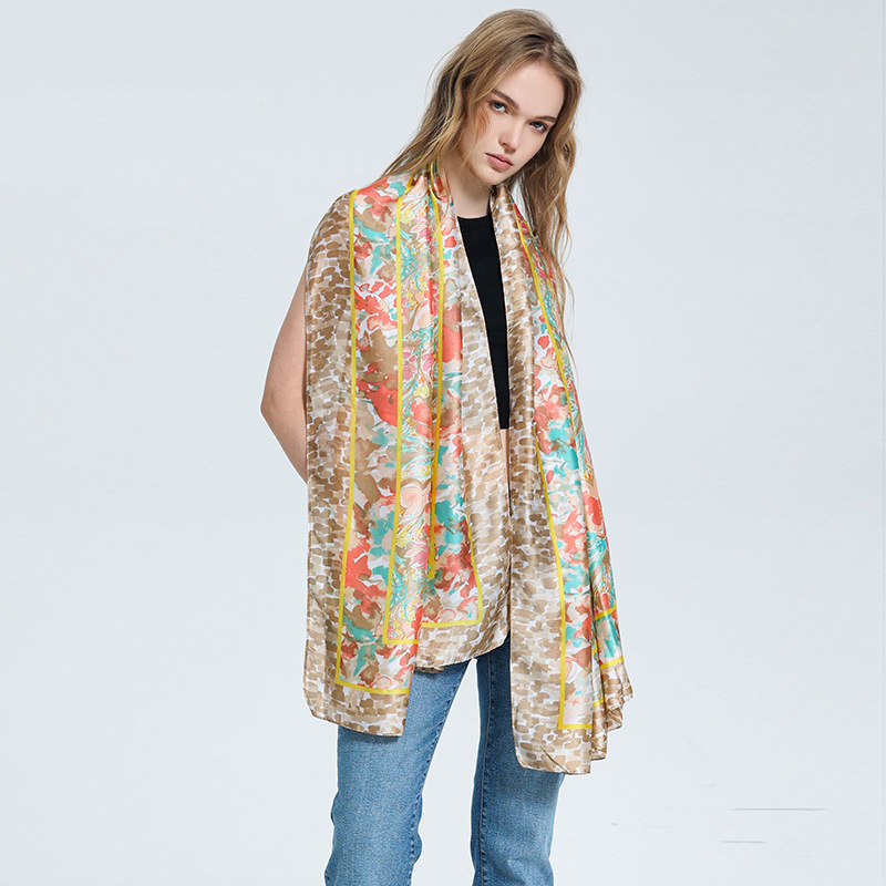 24 New styles of women's long scarves, printed in multiple colors, versatile for spring and summer, shawls for outdoor decoration, vacation style, European and American foreign trade