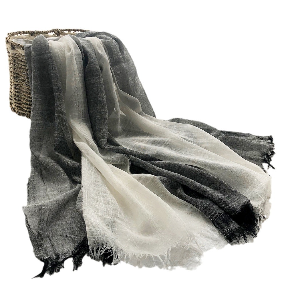 2024 New Thin Foreign Trade Scarf Shawl New Cotton Matching Color Scarf Female Solid Color Sunscreen Scarf Item Picture