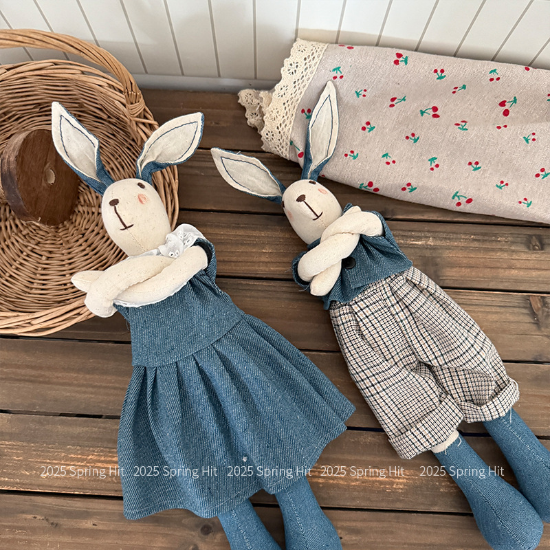 Korean-style cute doll rabbit handmade dressing fabric cotton and linen home decoration, children's soothing doll room gift Application Scenario