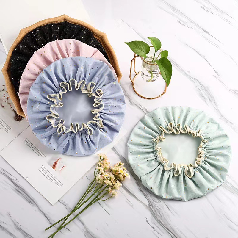 跨境浴帽双层防水女洗澡加厚淋浴帽一件代发浴帽女厚款干发帽速干