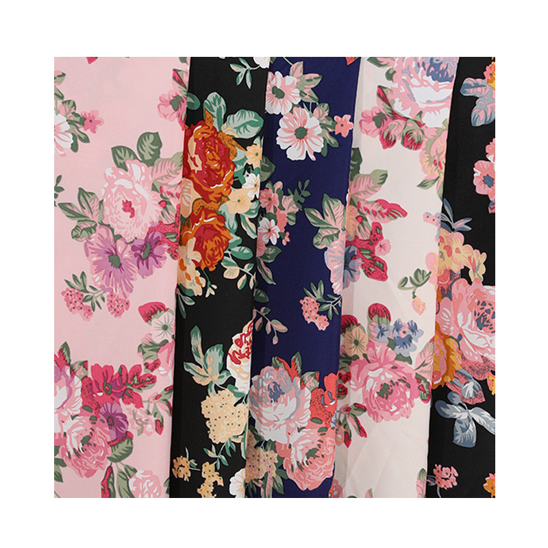 New Clothing Printed Large Floral Fabric Accessories Cloth Shirt Printed Fabric Polyester Four-Sided Elastic Fabric Spot Wholesale Item Picture