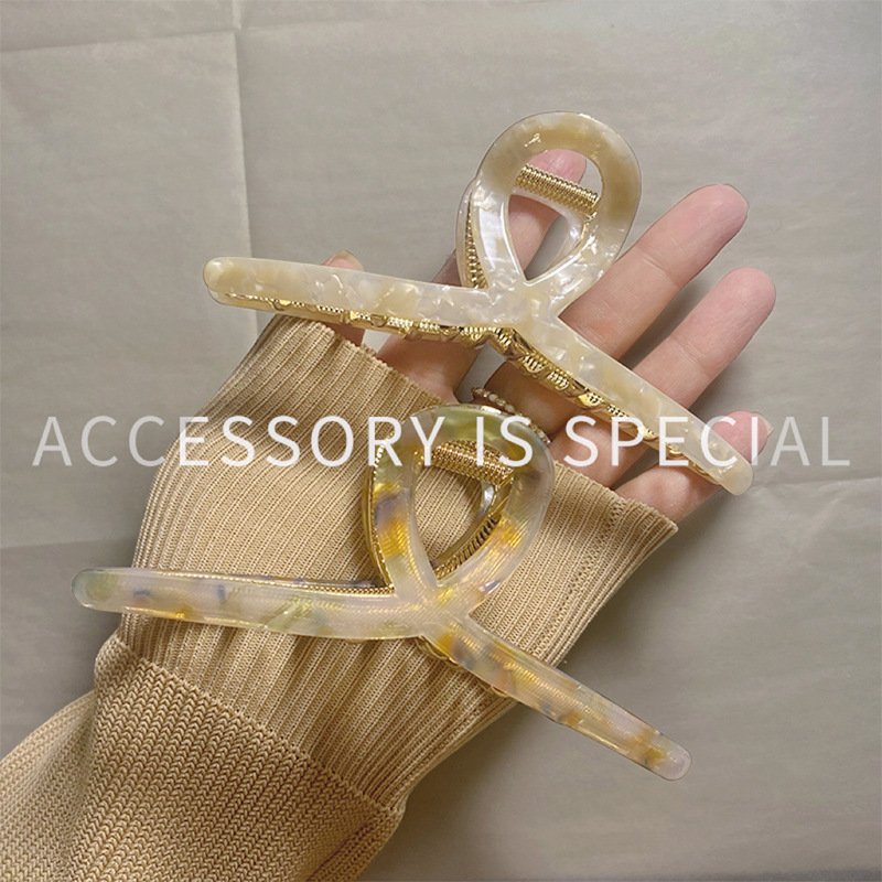 真醋酸韩国网红发夹抓夹高级感盘发鲨鱼夹大号  后脑勺发饰女批发产品图