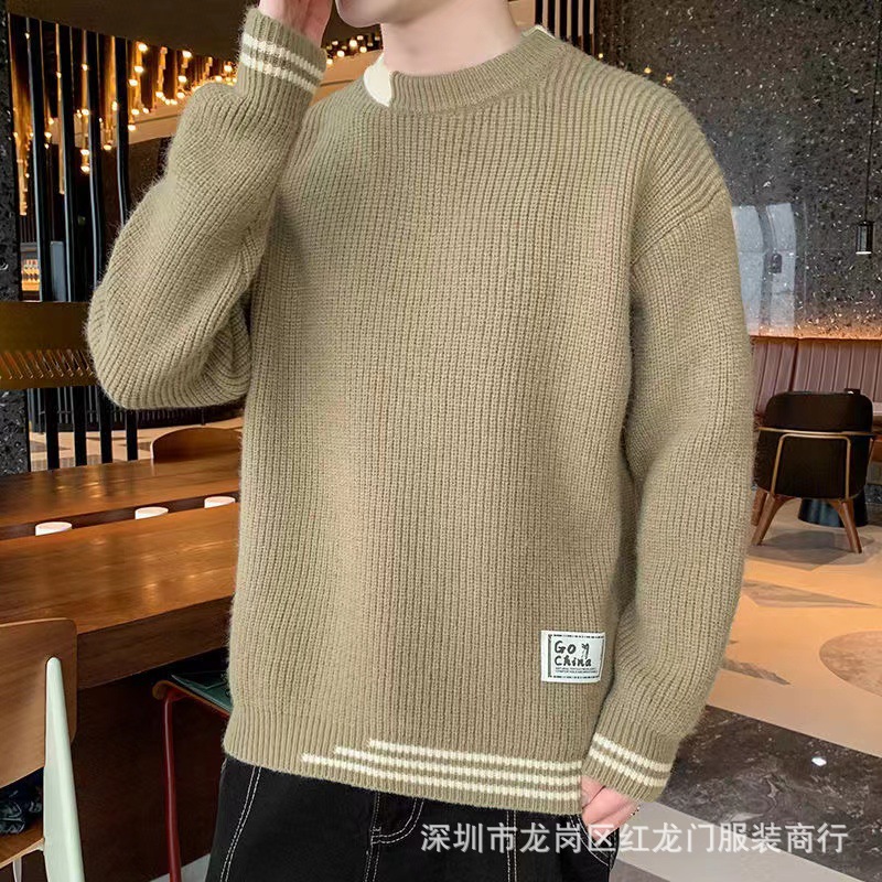 2022 Autumn and winter new stylish thick pullover sweaters for men and warm wool sweaters, wholesale from foreign trade sources at street stalls details Picture